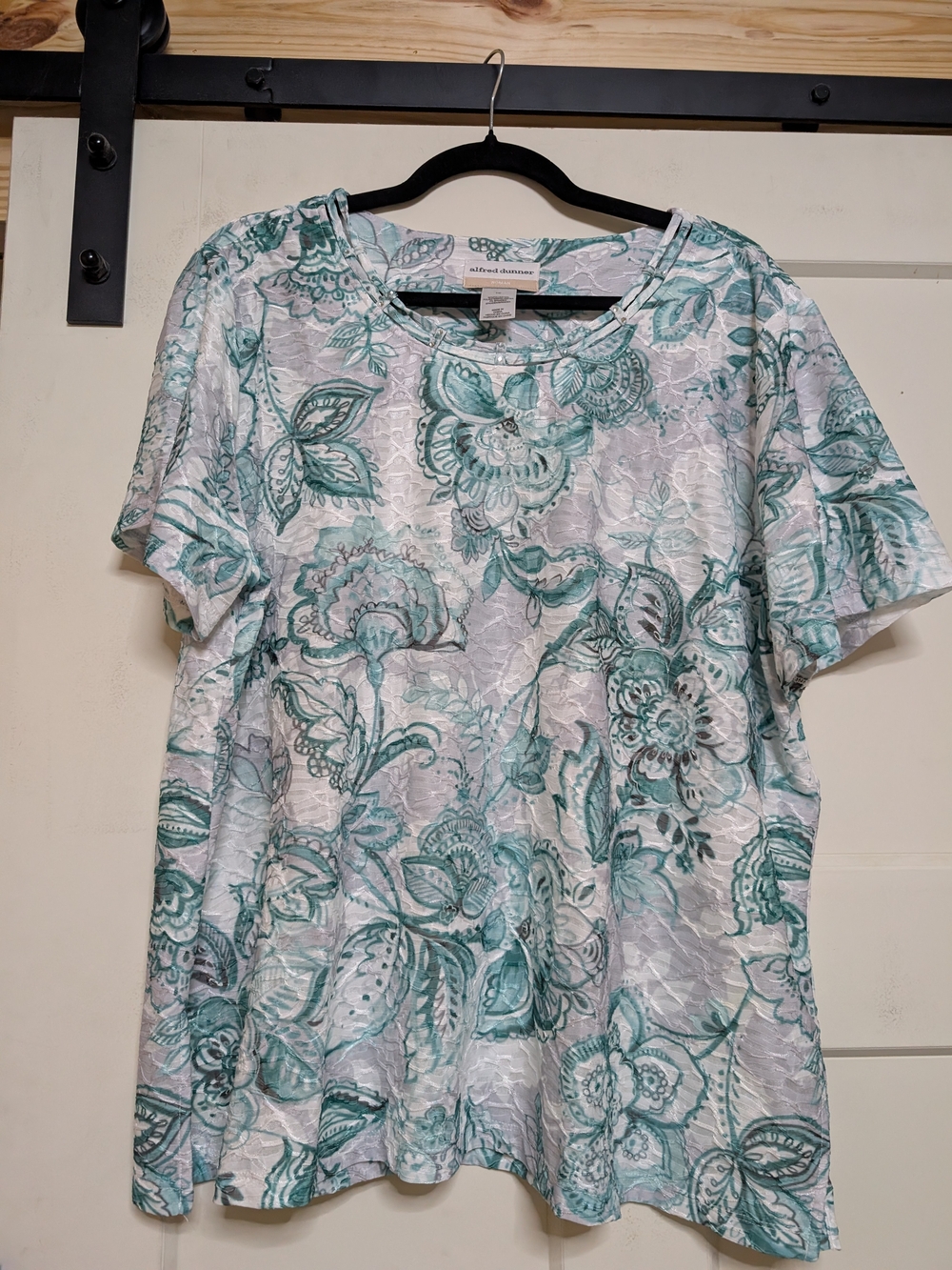 Alfred Dunner Mint Green Floral Short Sleeve Tee Size 1X